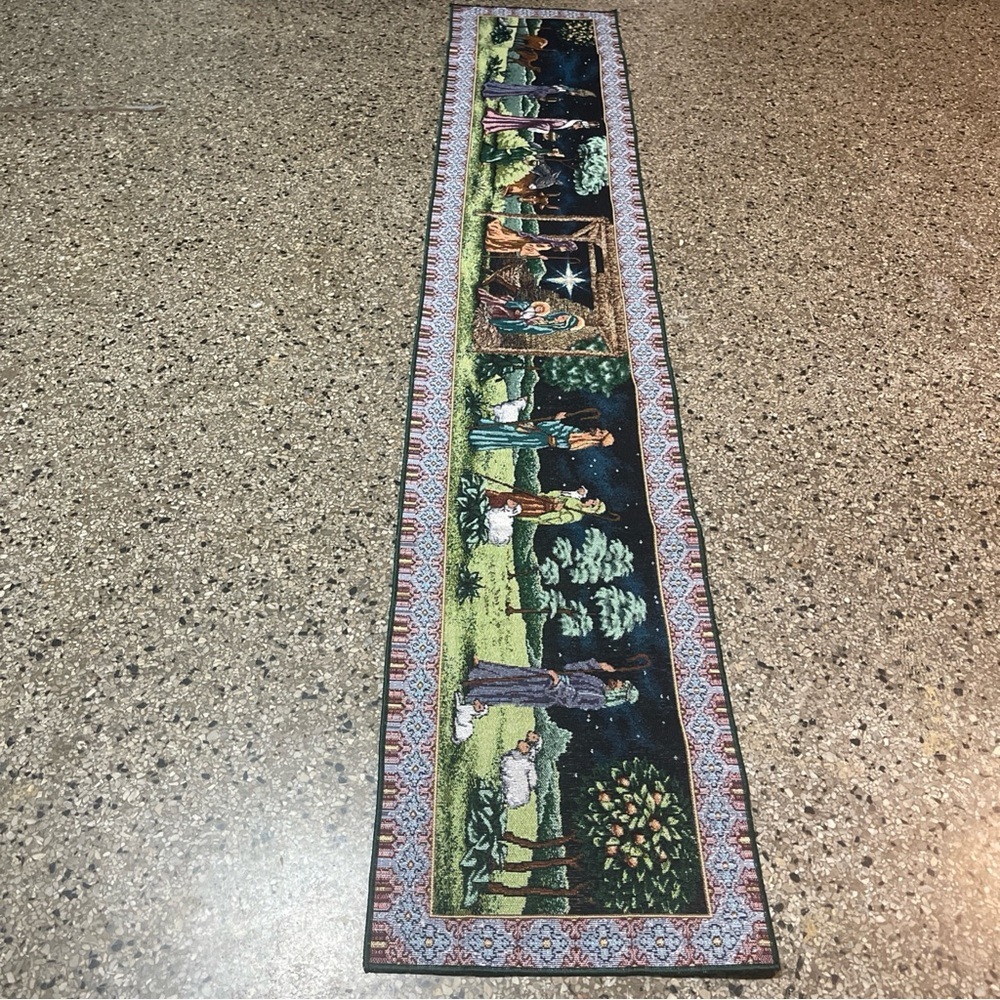 Vintage Christmas Nativity Tapestry
Table Runner Manger,wise Men